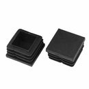 24 Pcs 30mm x 30mm Plastic Ribbed Square End Caps Tube Insert Black G7Y2