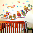 cartoon animal zoo circus train children diy removable kids wall stickers decaJR