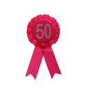 2pcs Diamante Rhinestone Rose 50th Birthday Party Rosette Satin Ribbon