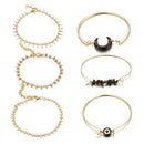 6pcs European Moon Bracelet Punk Retro Plated Bangles Women Jewelry Gift
