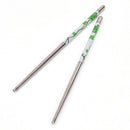 5 Pair Non-slip Flower printed Chop Sticks Stainless Steel Chopsticks 3cY