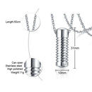 Screw Whorl Stainless Steel Urn Keepsake Pendant Chain Necklace Mens Gift
