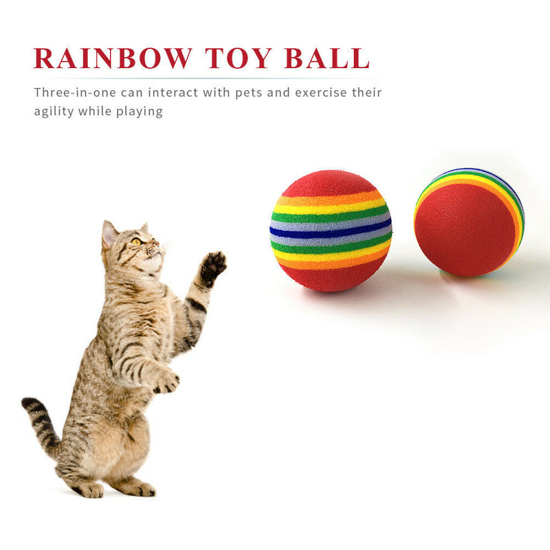 70pcs 3cm Interactive Pet Chewing Toys Cat Training Rainbow Striped Ball A