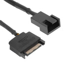 Sleeved SATA 15Pin to 4Pin Cooling Fan Power Adapter Extension Cable Wire Cord