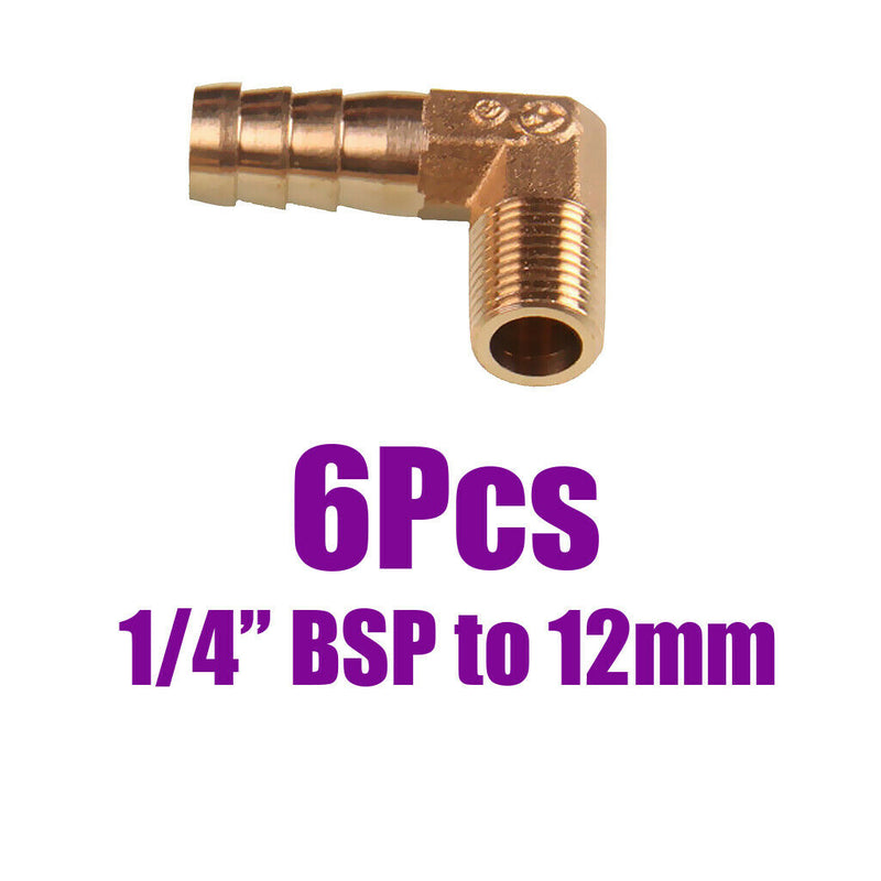 6x1 / 4 12mm Elbow Gas Nozzle Brass 90 Degree Elbow Barbed Wire