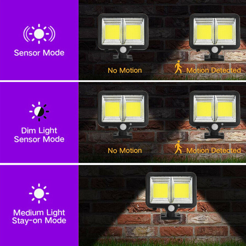 128 LED Solar Wall Light Motion Sensor Waterproof Yard Street Security Lamp
