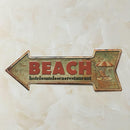 Cast Iron Metal Sign Beach Arrow Shaped Plaque Nautical Outdoor Decor Plate