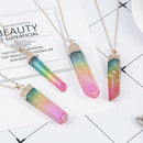 New Rock Chakra Natural Crystal Necklace Irregular Rainbow Stone Pendant Chain