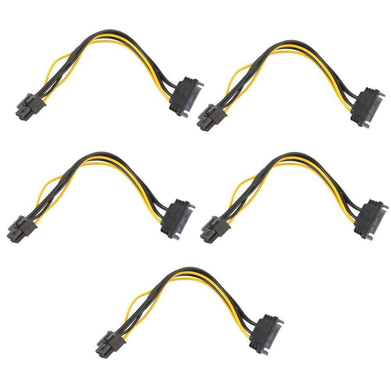 5pcs 15pin SATA Power to 6pin PCI-e PCI Express Adapter Cable for Video Car