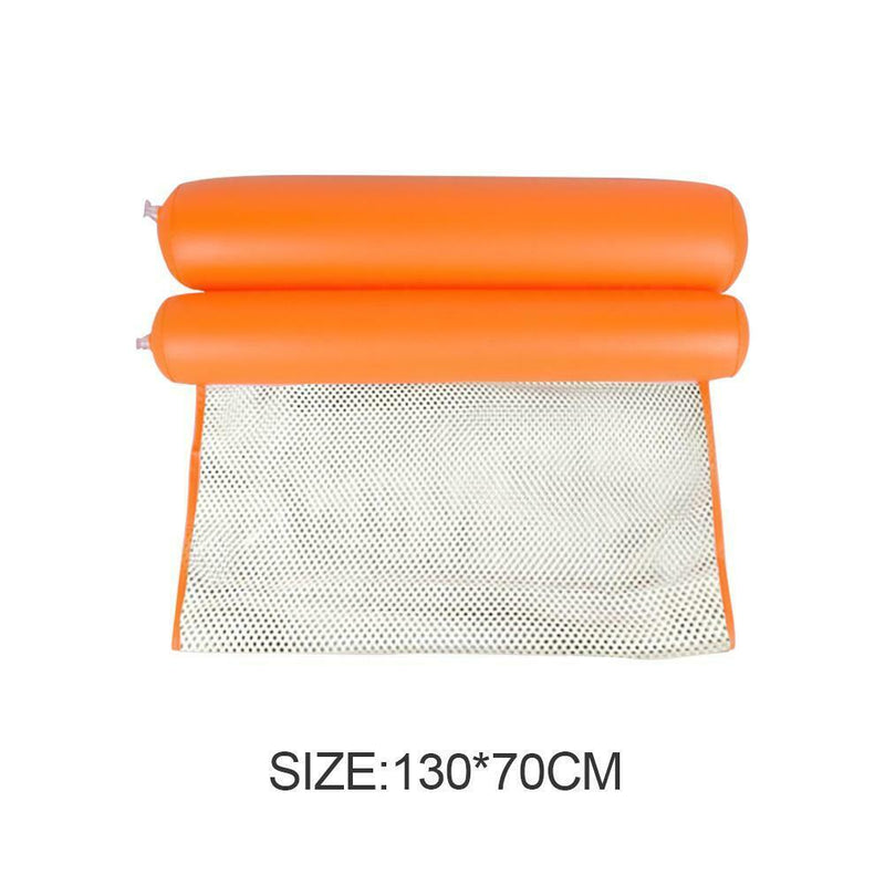 Water Hammock Foldable Inflatable Air Mattress Swimming Pool Beach (Orange)