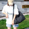 Solid Color Shoulder Handbags Canvas Women Large Top-handle Bags (Black) A#S