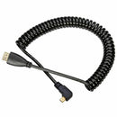 Left-Angled Micro-HDMI to HDMI Male Cable Stretched Length for Cameras