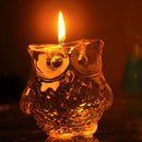 Glass Owl Design Tea Light Votive Candle Pillar Holder Candlestick 9cm Dia