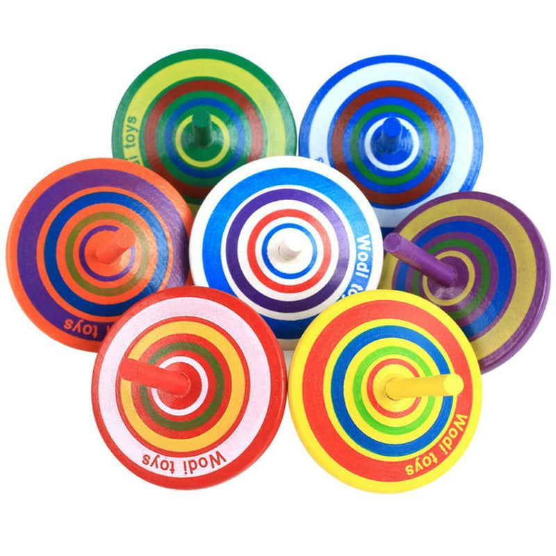 Wood Gyro Kids Toys Relief Stress Desktop Spinning Top Toys Gifts (Circle)