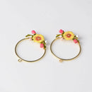 4 Pieces Alloy Enamel Charms Pendants Lovely Flower Jewelry Findings DIY