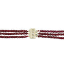 3-strand Ruby Beads Chain Statement Beaded Choker Layered Strands Necklace for