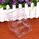 2Pcs 4 Pockets Plastic Business Card Holder Stand Clear Desktop Countertop  Y7O4