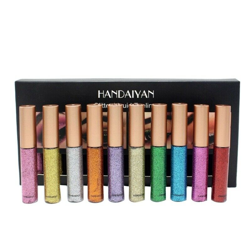 Handaiyan 10Pcs/Set Glitter Eyes Liner For Women Easy To Wear Waterproof Pi J8A3