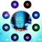 Aquarium Fish Tank Air Curtain Bubble Stone Disk with 7 Multi-color LED Light