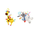 2 pcs Plush Toys Hanging Crib Animal Baby Buggy Bed Rattles Pushchair Pram