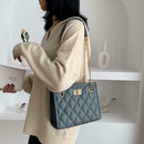 Solid Color Women Chain Handbag Leather Messenger Shoulder Tote Bag (Blue)