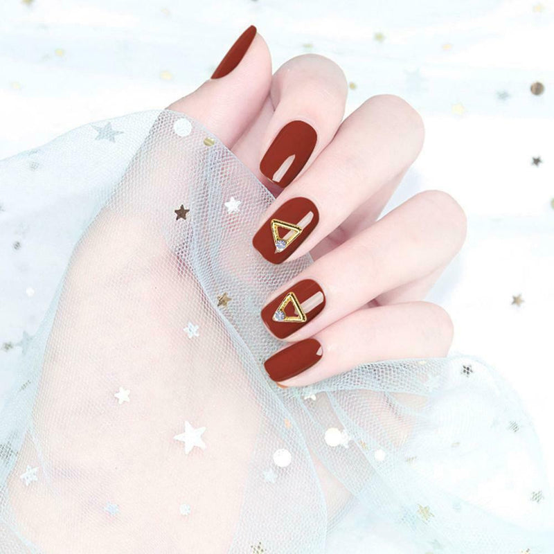 10pcs Hollow Triangle Copper Nail Art Charms Glitter Rhinestones Nail Studs