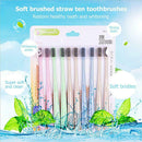 10pcs Portable Toothbrush Bathroom Accessory Wheat Straw Travel Toothbrush