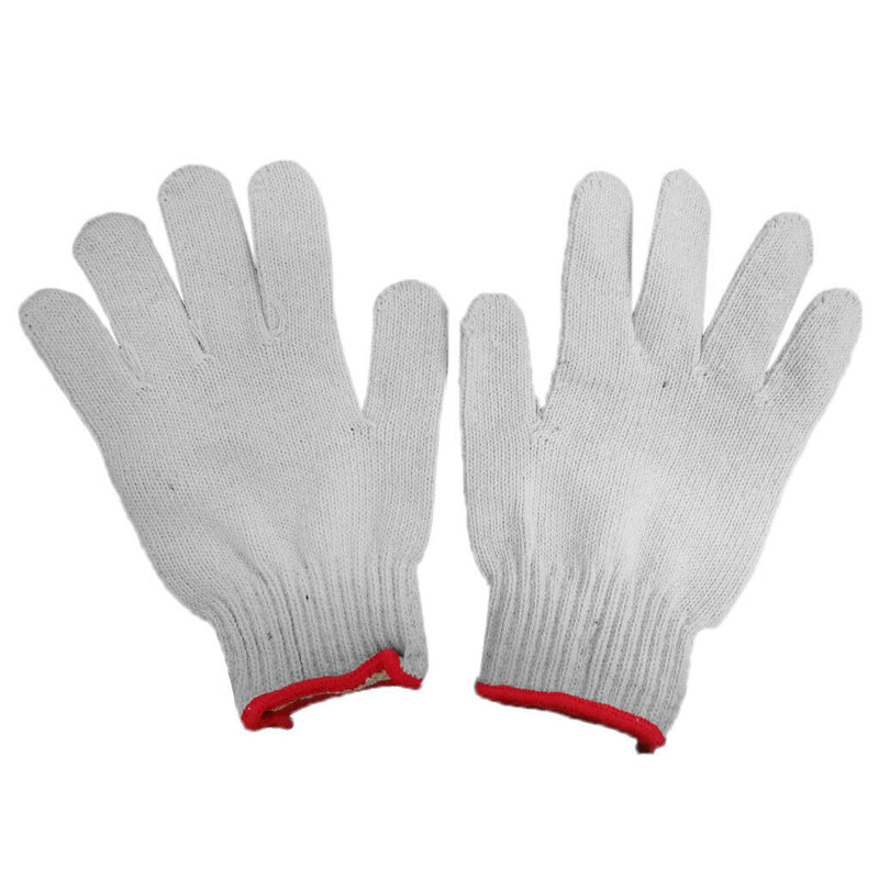 1 Pair White Protective Cotton Knit Gardening Work Gloves, 900g Roving