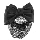 Snood Net Black Bowknot Detail French Clip Hair Barrette For Woman