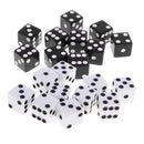Pack of 20 Black+White Square 6 Sided Dices Die 0.62inch for Party Casino Table