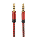 Heavy Duty 1.5M Red Nylon Braid 3.5mm Plug Male to Male Aux Extension Cable New