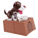 Brown & White Dog Eating Coins Machine Piggy Bank Money Saving Box Container