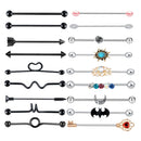 18pcs 14G Stainless Steel Industrial Barbell Earrings 38mm 1 1/2" Inch