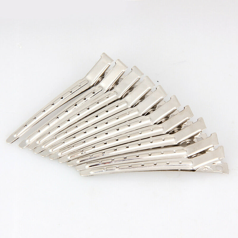 10pcs Hair Clips Hair Stainless Steel Hairdressing Sectioning Clips Clamp A