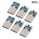 6 USB 3.1 Type C Male DIY Solder Cable Plug Connector Socket Attached PC Board..