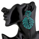 Exaggerated Bohemian Hollow Double Leaf Coconut Palm Leaf Big Beach Earring