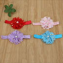 12pcs Elastic Baby Girls Flower Bead Dot Printed Headbands Hair Accessories