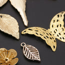 13pcs Leaves Charms Pendants Beads Caps Findings for DIY Bridal Hair Jewelry