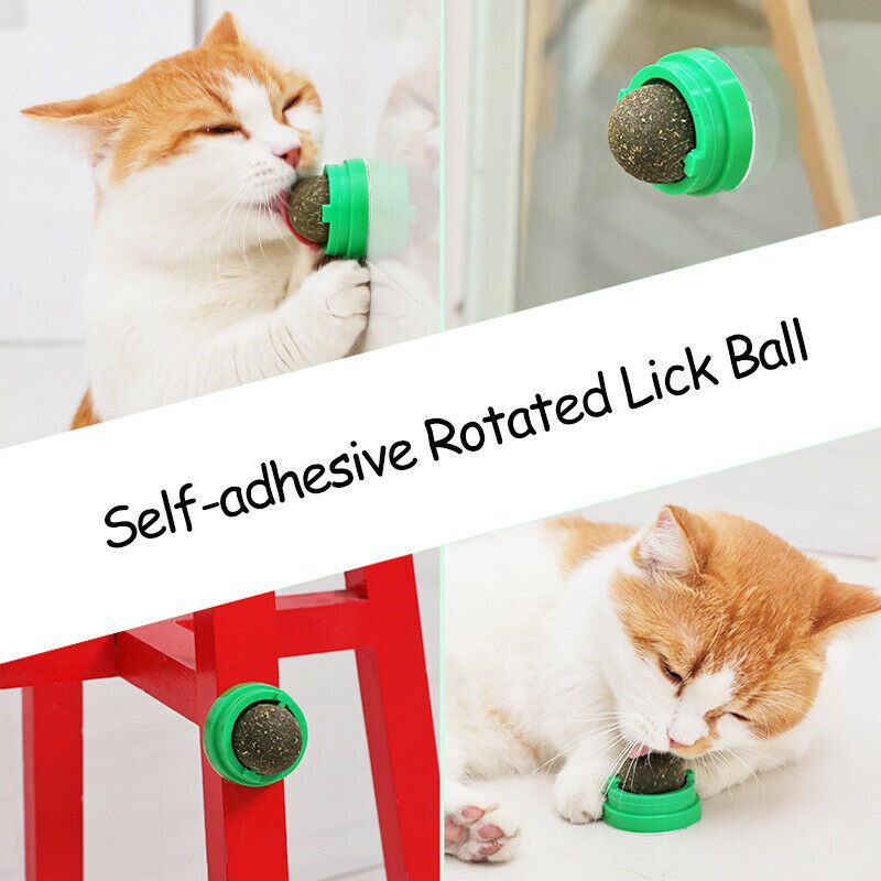 Catnip Ball Set Self-adhesive Rotated Catnip Silvervine Lick Ball For N JfJ Gw