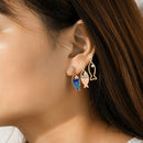 3Pcs/Set Fashion Women Bohemian Sea Fish Crystal Dangle Stud Earrings Jewelry 3C