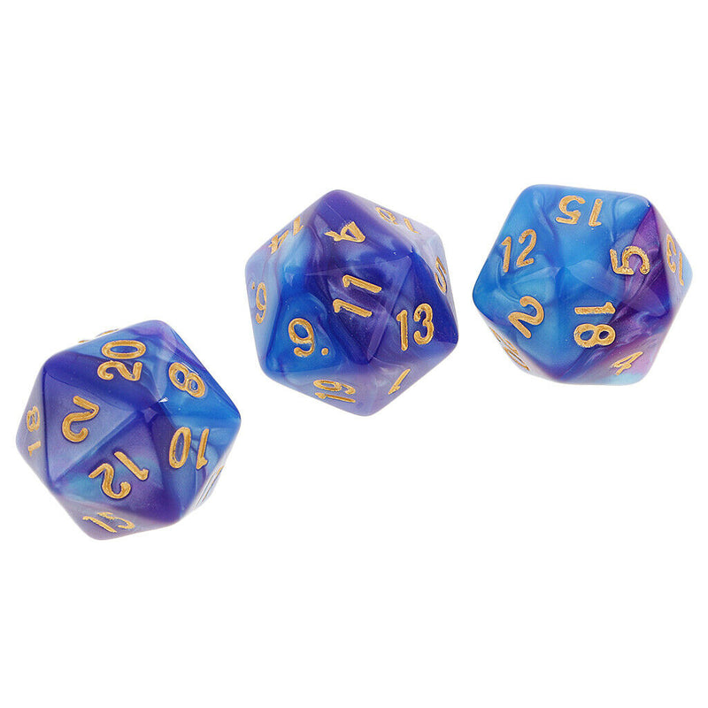 10pcs D20 Polyhedral Dice for Dungeons and Dragons Table Games Blue Purple