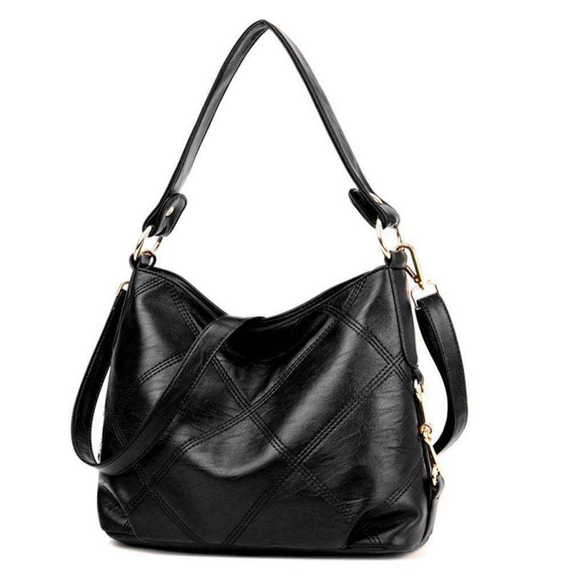 Women Bag Soft PU Leather Messenger Totes Handbags Shoulder Bags(Black)