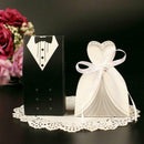 100pcs Bride and Groom Dress Candy Box Tuxedo Ribbon Party Wedding Favors IEM