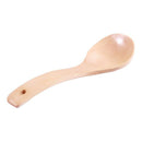 Household Kitchen Wood Round Head Rice Scoop Soup Ladle Spoon 7.5" Long M4D8