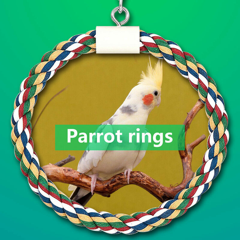 Pet Stand Training Birds Swing Toys Cage Hanging Braided Chew Rope (S) A