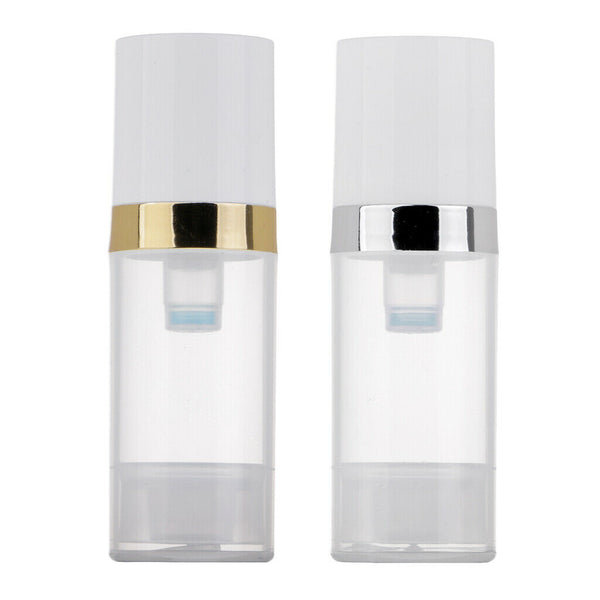 2x Clear Empty Plastic Vacuum Press Down Pump Bottle Tubes Cosmetic Travel