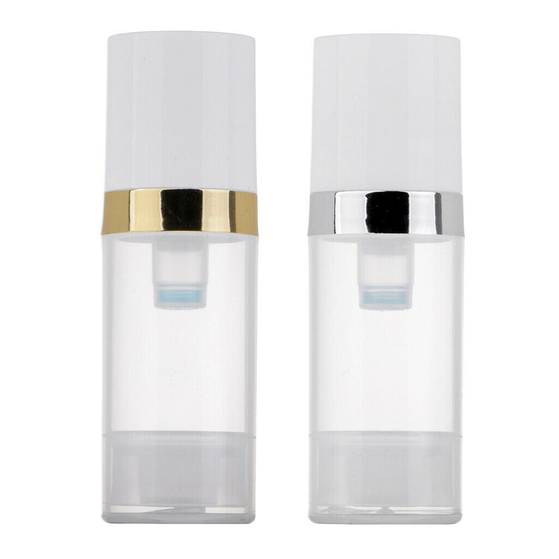 2x Clear Empty Plastic Vacuum Press Down Pump Bottle Tubes Cosmetic Travel