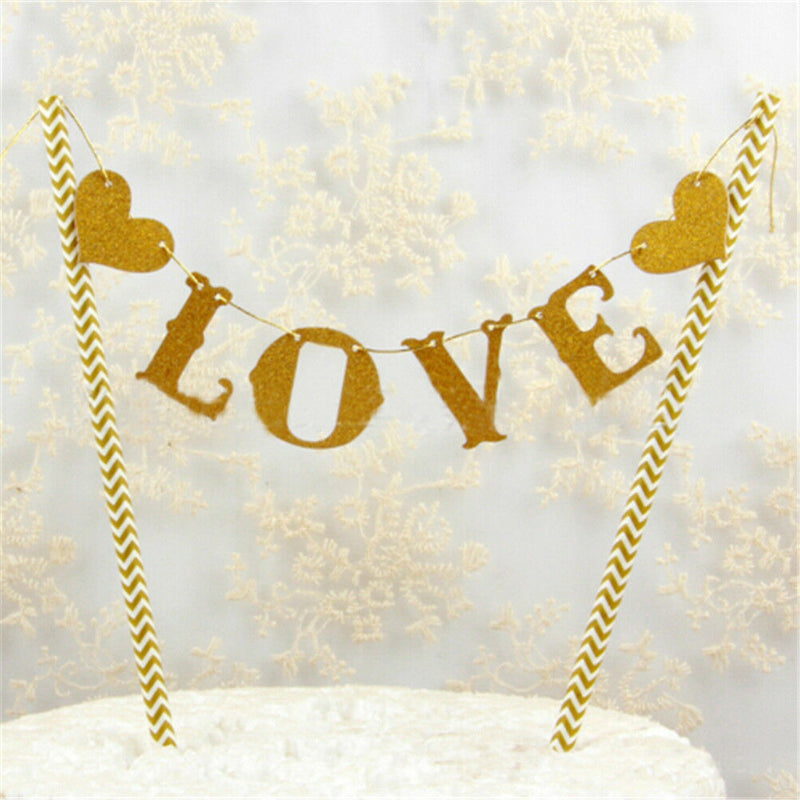 1 Set Love Flag Wedding Cake Topper for Wedding Party Cake Decoration Supply JR