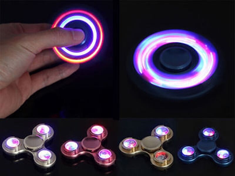 Hand Finger Spinner EDC Tri Fidget LED Light Ceramic Gyro Anti Stress Toys Hot