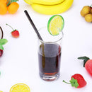 5pcs Reusable Stainless Steel Drinking Straws with Cleaning Brush (Black) A